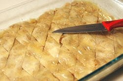 Scored Baklava before Baking