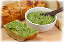 Pesto on Bread