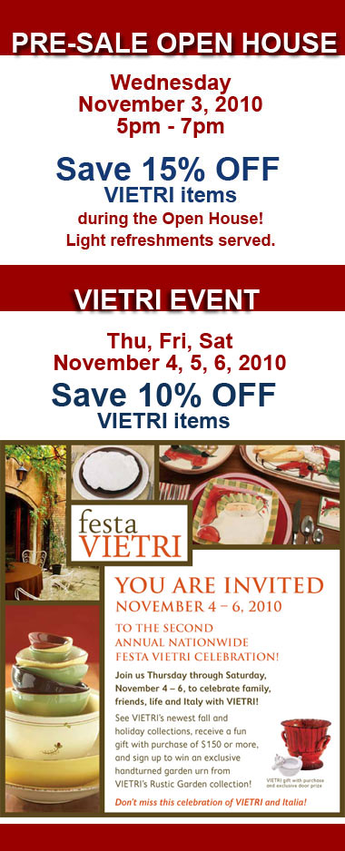 Vietri Open House and Pre-Sale