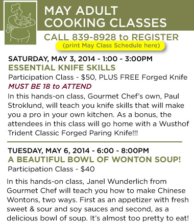 May Cooking Classes