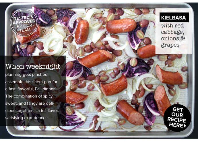 RECIPE: Kielbasa with Red Cabbage, Onions and Grapes