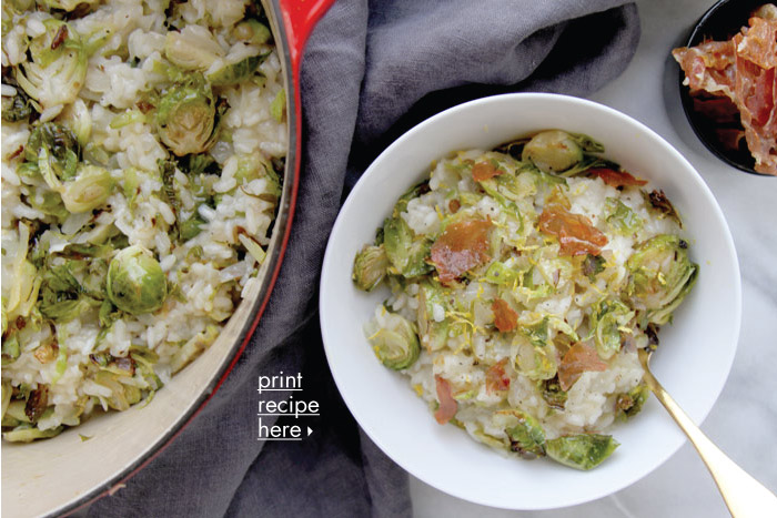 Lemon & Brussels Sprouts Risotto with Crispy Prosciutto