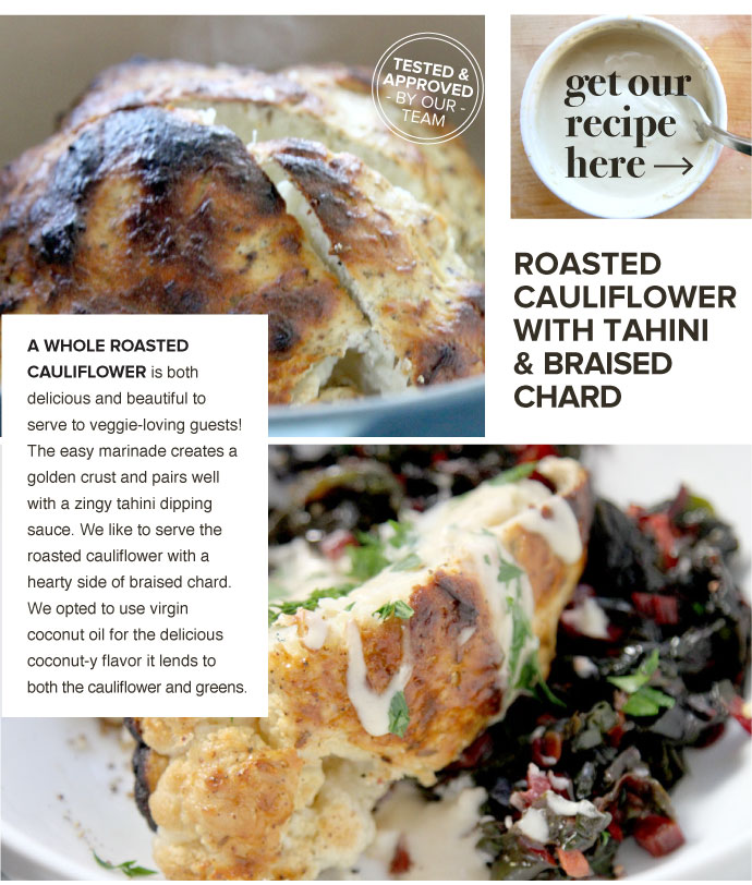 RECIPE: Roasted Cauliflower with Tahini and Braised Chard