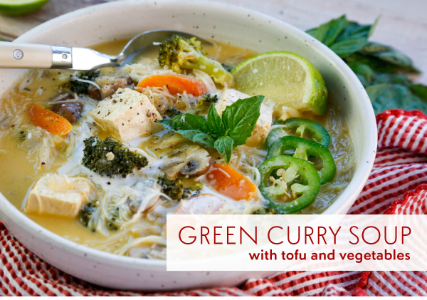 Green Curry Soup with Tofu and Vegetables