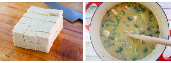 Green Curry Soup with Tofu and Vegetables