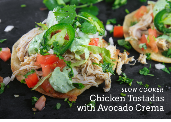 Chicken Tostadas with Avocado Crema