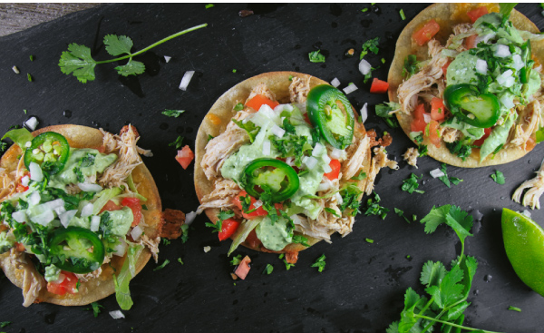 Chicken Tostadas with Avocado Crema