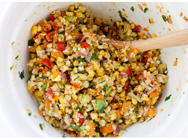 Grilled Corn Salsa with Fried Tortilla Chips