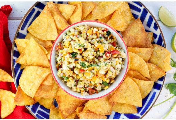 Grilled Corn Salsa with Fried Tortilla Chips