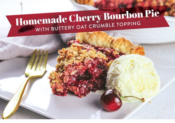 Homemade Cherry Bourbon Pie with Buttery Oat Crumble Topping