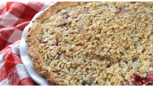 Homemade Cherry Bourbon Pie with Buttery Oat Crumble Topping