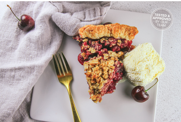 Homemade Cherry Bourbon Pie with Buttery Oat Crumble Topping